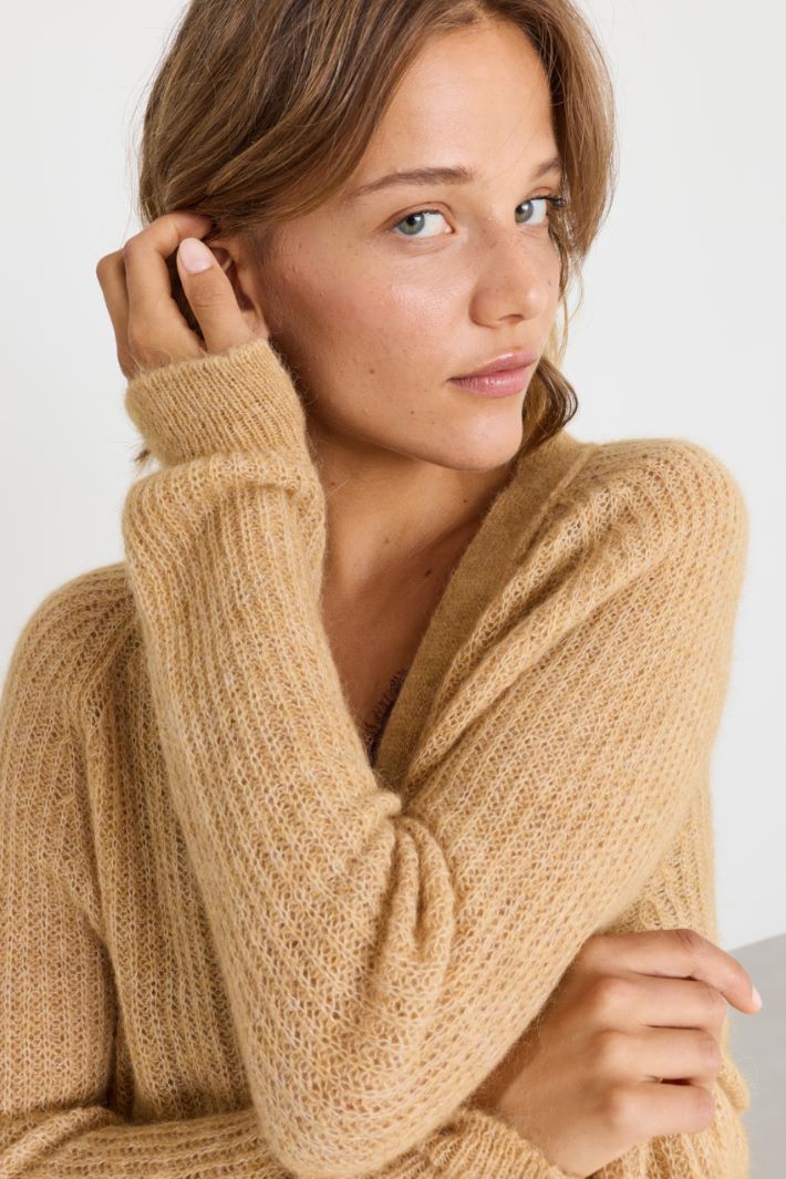 Rib-knit cardigan - CAMEL - Intrend - 3