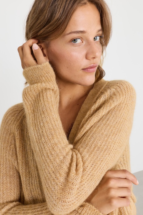 Cardigan misto alpaca a coste