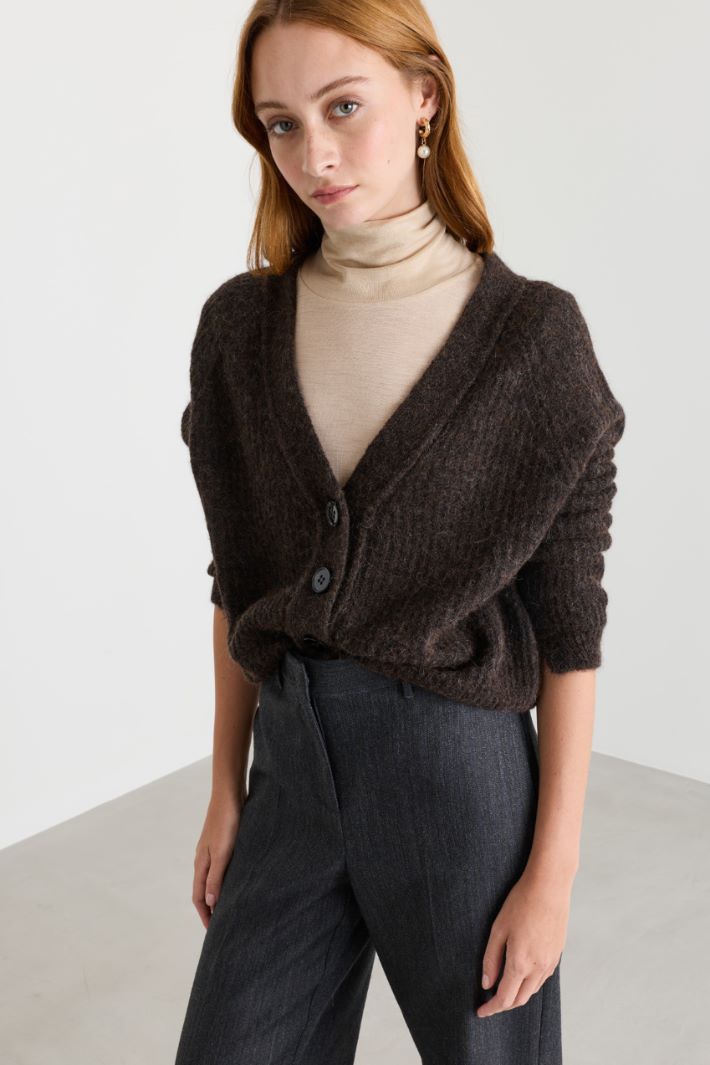 Cardigan a coste - MARRONE - Intrend - 2