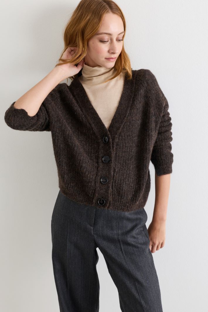 Cardigan a coste - MARRONE - Intrend - 3