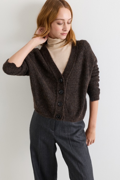 Cardigan misto alpaca a coste