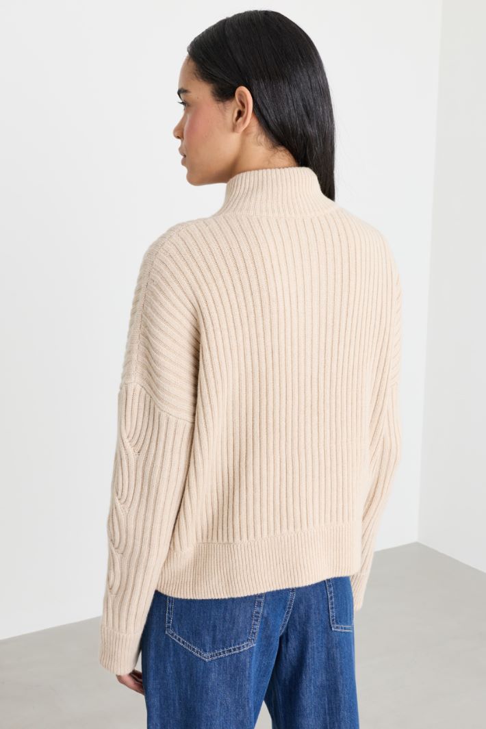 Ribbed cardigan - BEIGE - Intrend - 4