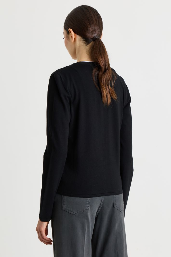 Cardigan in maglia rasata - NERO - Intrend - 4