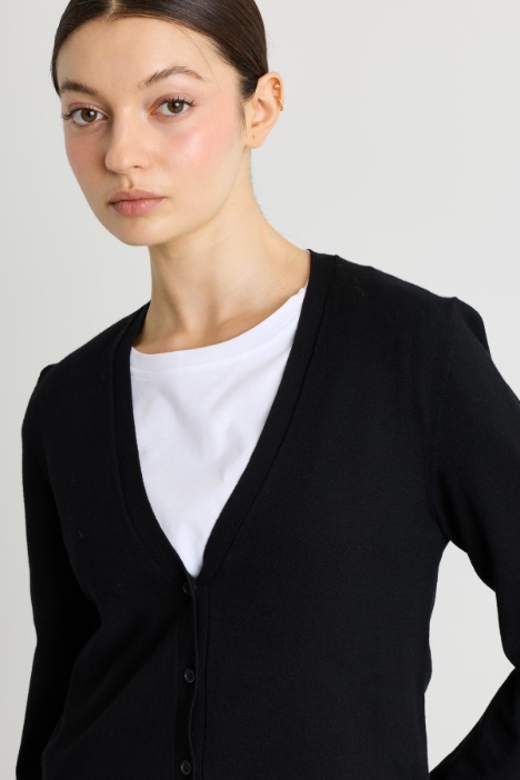 Cardigan in maglia rasata