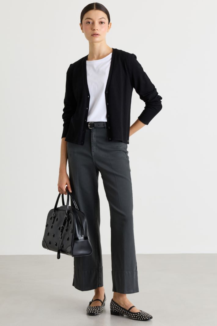 Cardigan in maglia rasata - NERO - Intrend