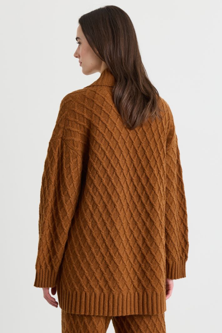 Cardigan croisé texturé - MARRON - Intrend - 4