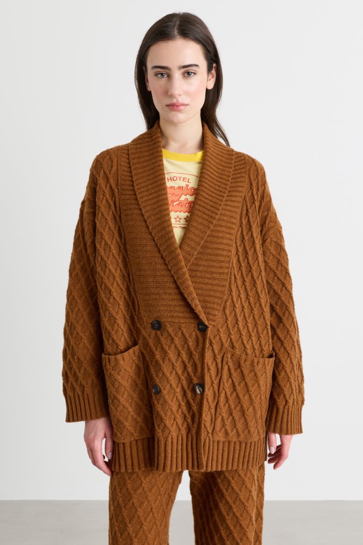 Cardigan croisé texturé - MARRON - Intrend - 2