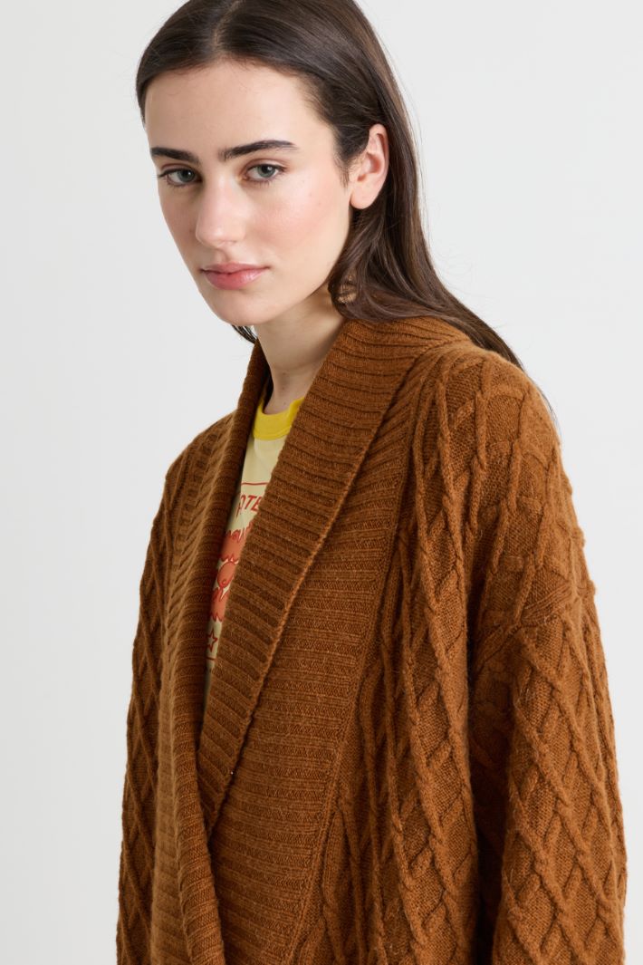 Cardigan croisé texturé - MARRON - Intrend - 3