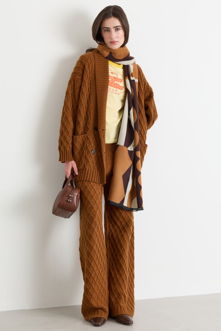 Cardigan croisé texturé - MARRON - Intrend