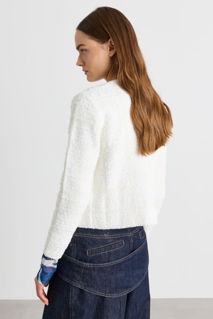 Cardigan aus Bouclé in Boxy-Passform - WEISS - Intrend - 4