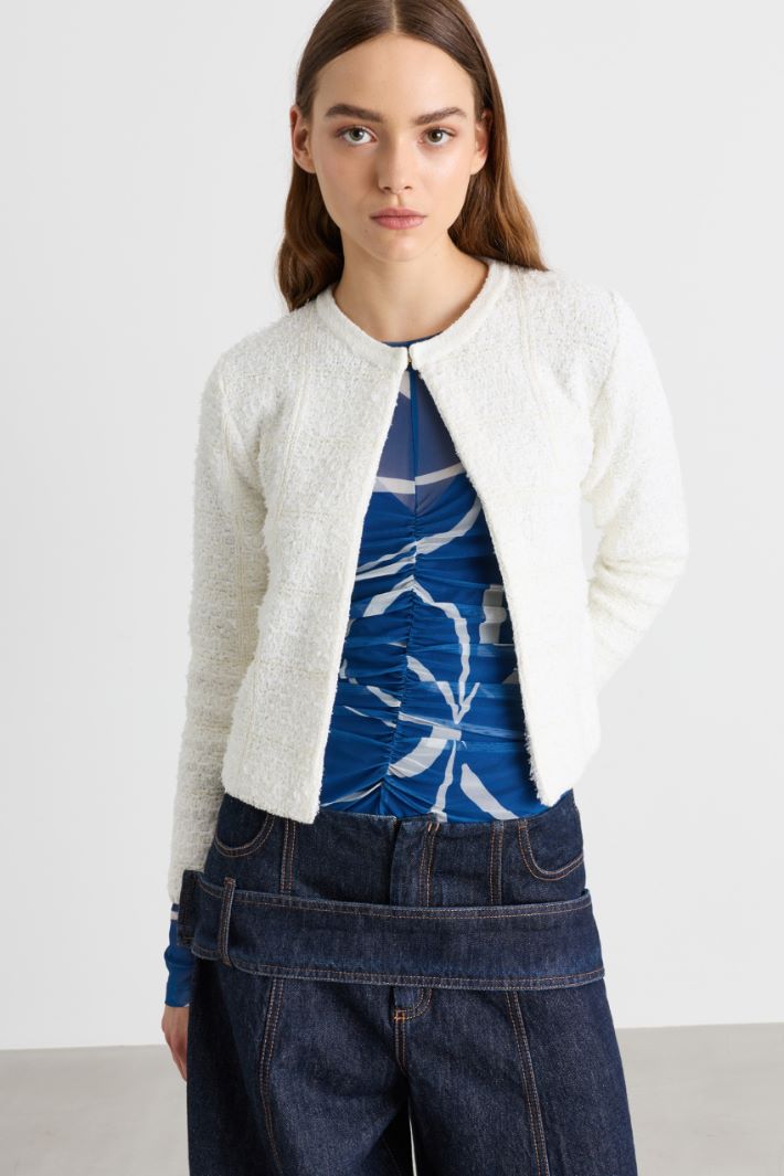 Cardigan aus Bouclé in Boxy-Passform - WEISS - Intrend - 2