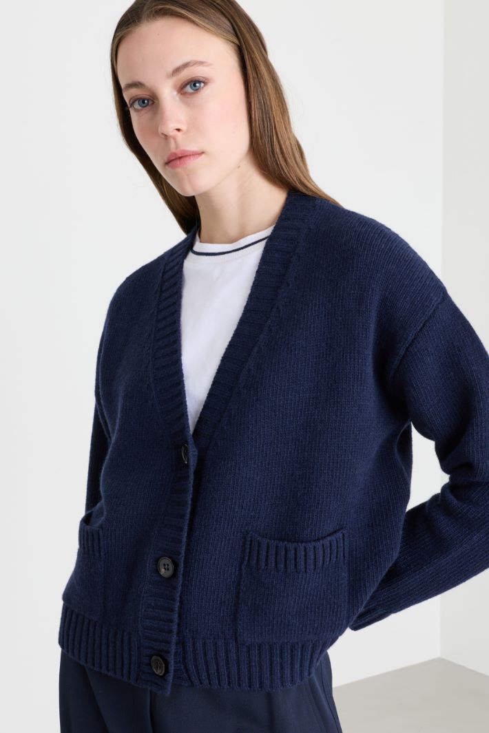 Cardigan con taschini - BLU - Intrend - 3