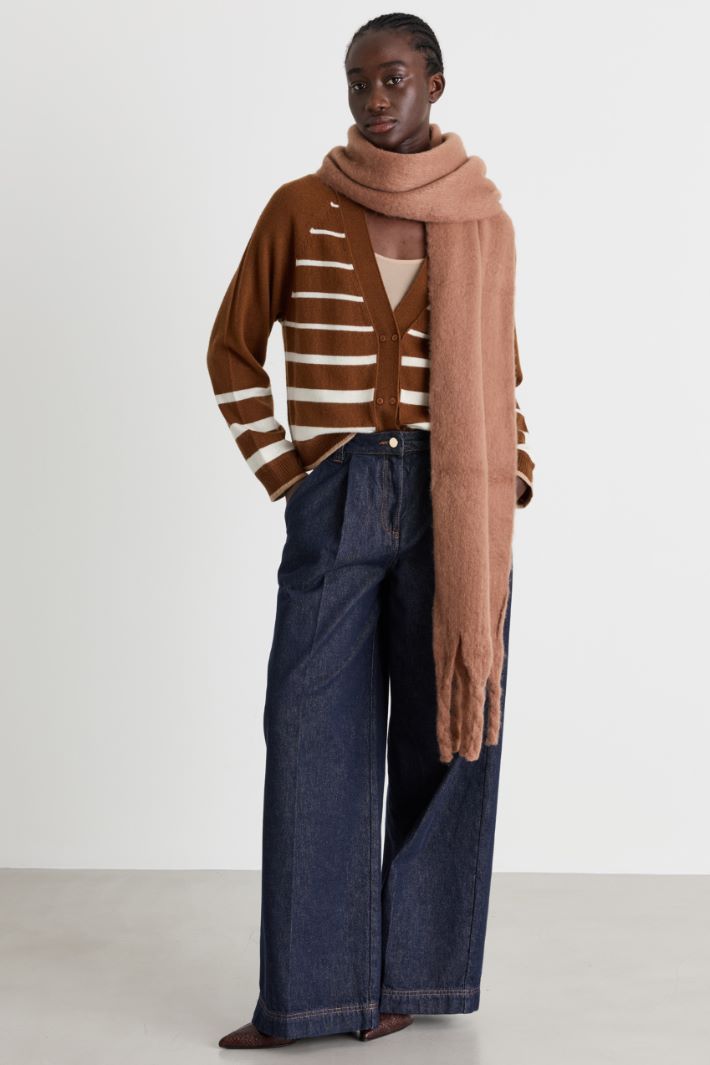 Cardigan con doppia abbotonatura - MARRONE - Intrend