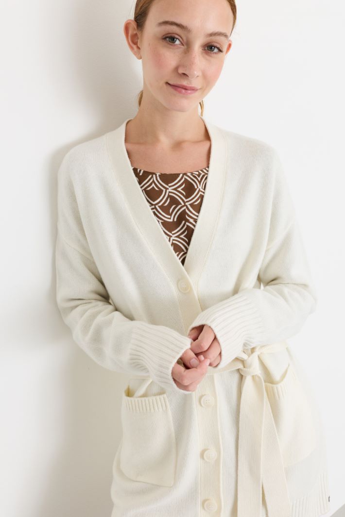Cardigan con tasche - BIANCO - Intrend - 3