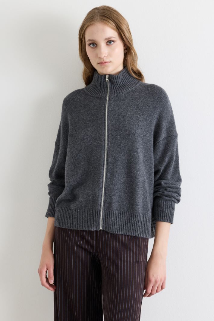Zip-through cardigan - GREY - Intrend - 2