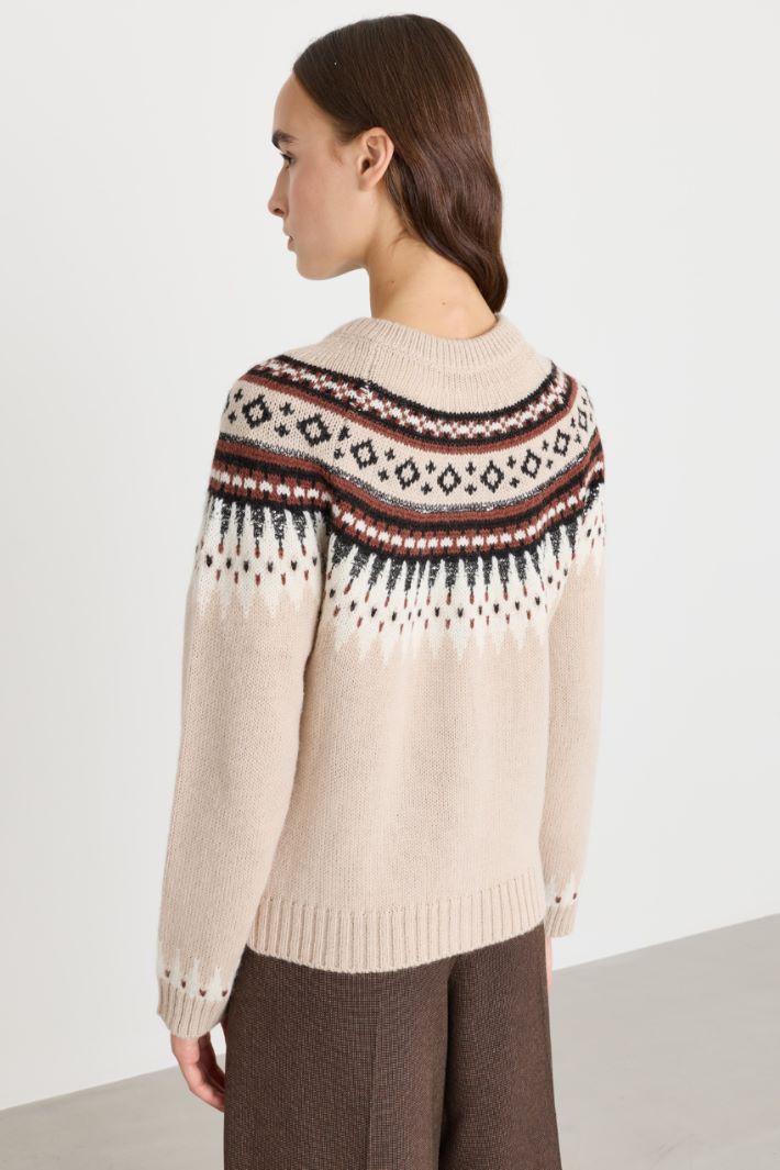 Jacquard-Cardigan aus Alpakawolle-Mix mit Pailletten - BEIGE - Intrend - 4