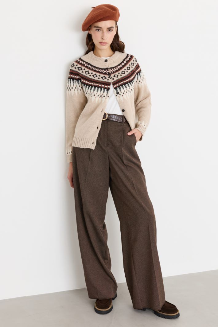 Jacquard-Cardigan aus Alpakawolle-Mix mit Pailletten - BEIGE - Intrend