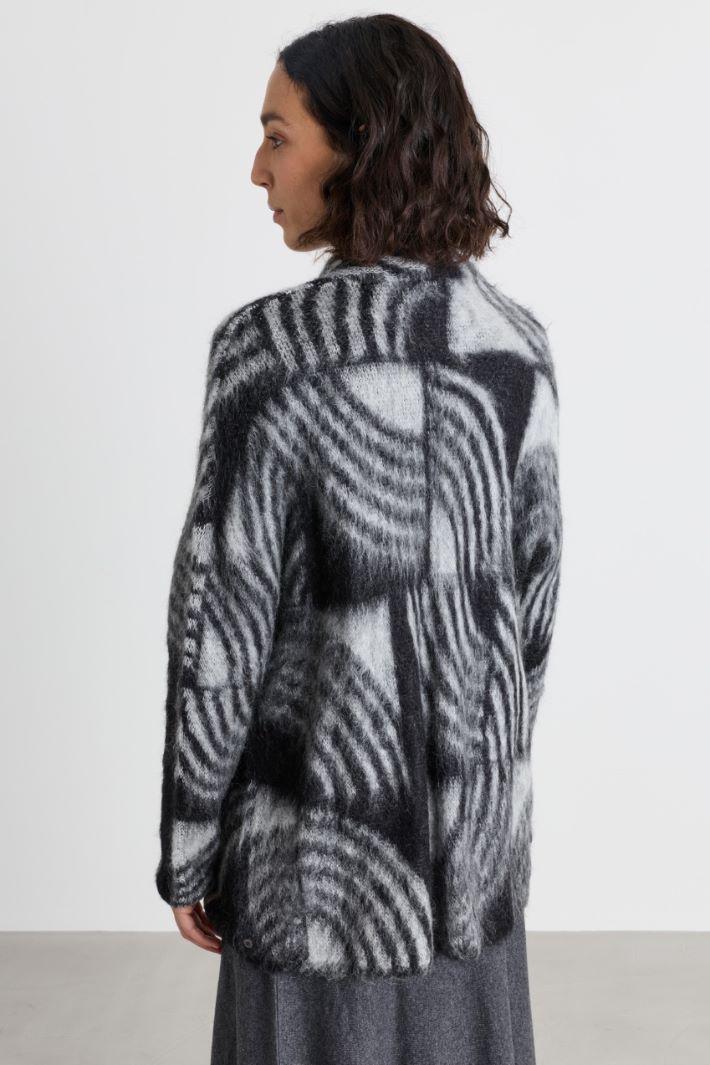 Cardigan en mohair jacquard - NOIR WEISS - Intrend - 4