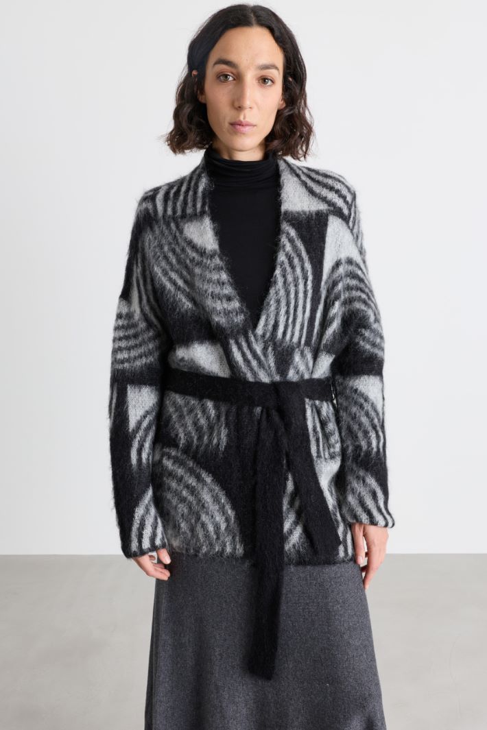 Cardigan en mohair jacquard - NOIR WEISS - Intrend - 2