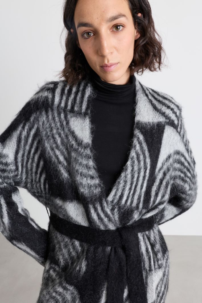 Cardigan en mohair jacquard - NOIR WEISS - Intrend - 3