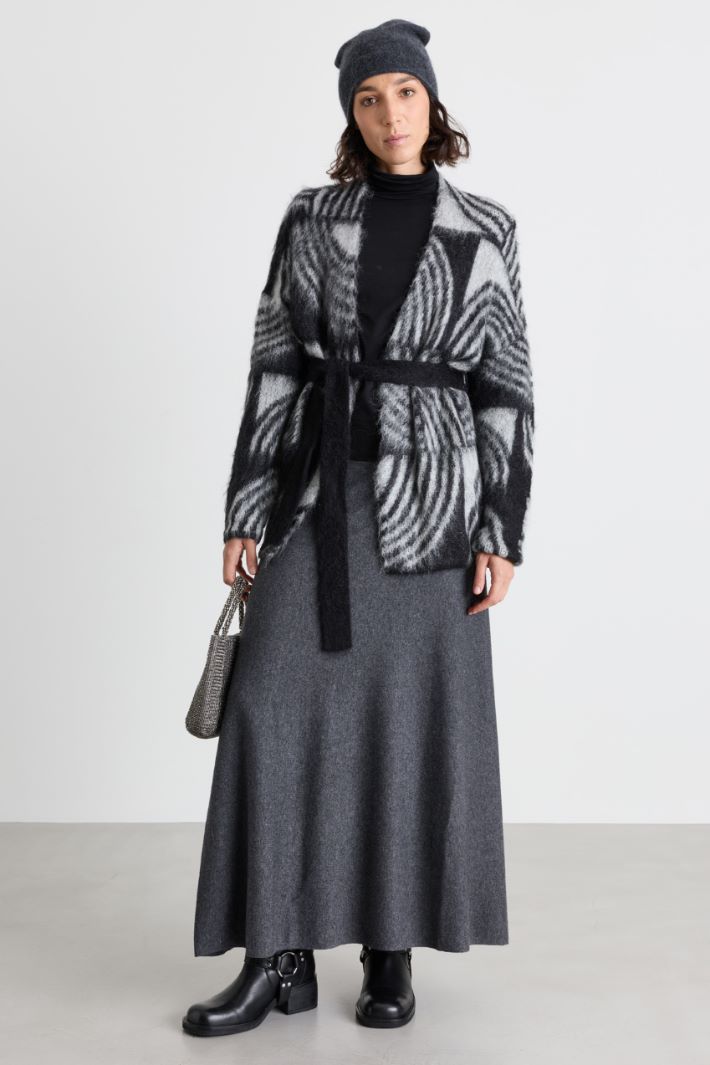 Cardigan en mohair jacquard - NOIR WEISS - Intrend