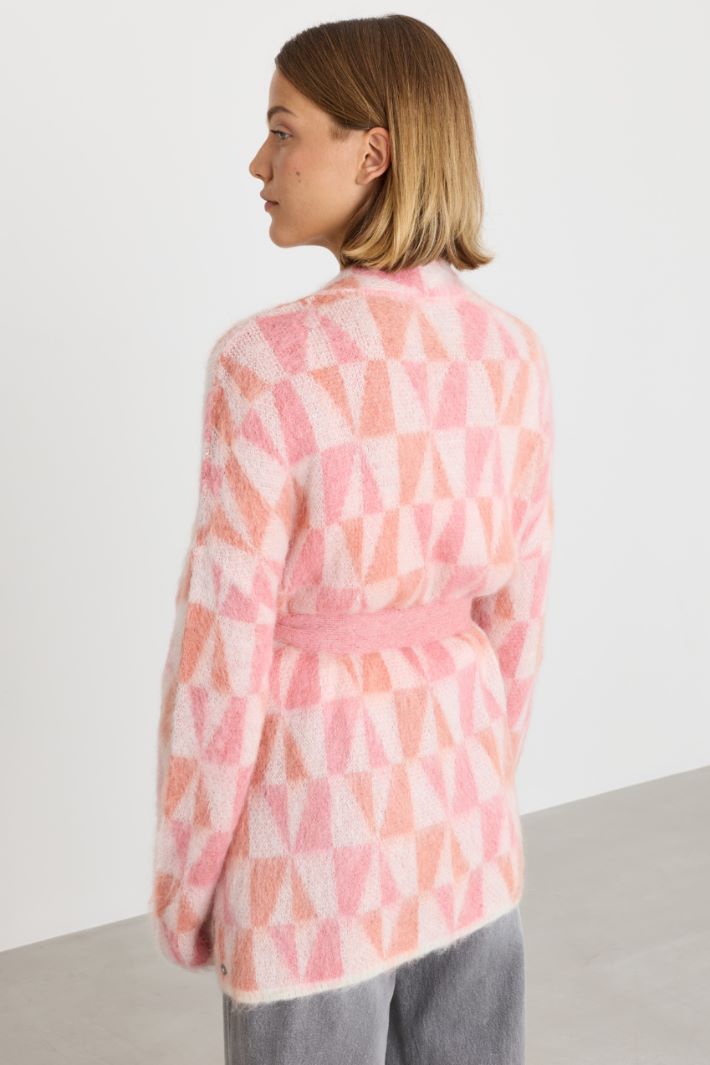 Cardigan en mohair jacquard - ROSE - Intrend - 4