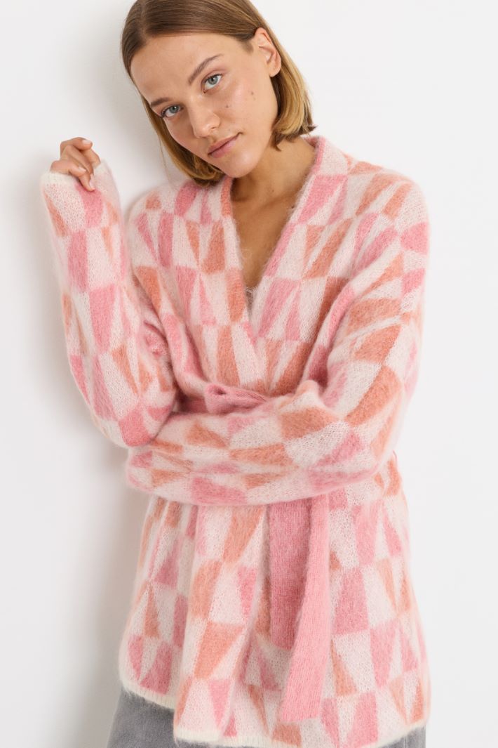 Cardigan en mohair jacquard - ROSE - Intrend - 3
