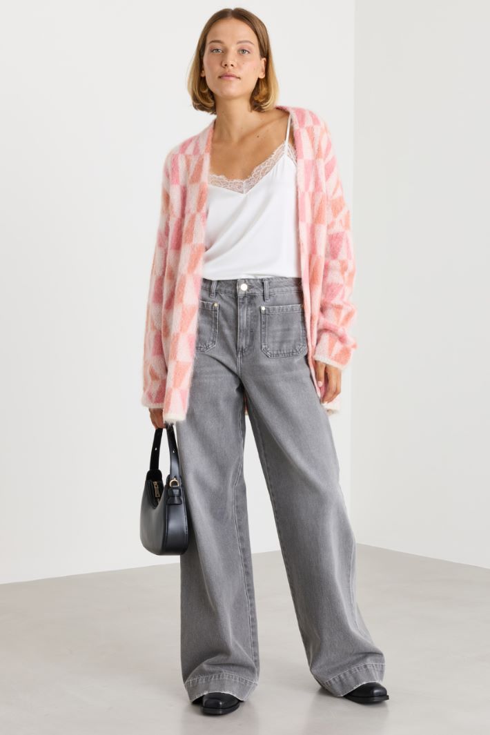 Cardigan en mohair jacquard - ROSE - Intrend