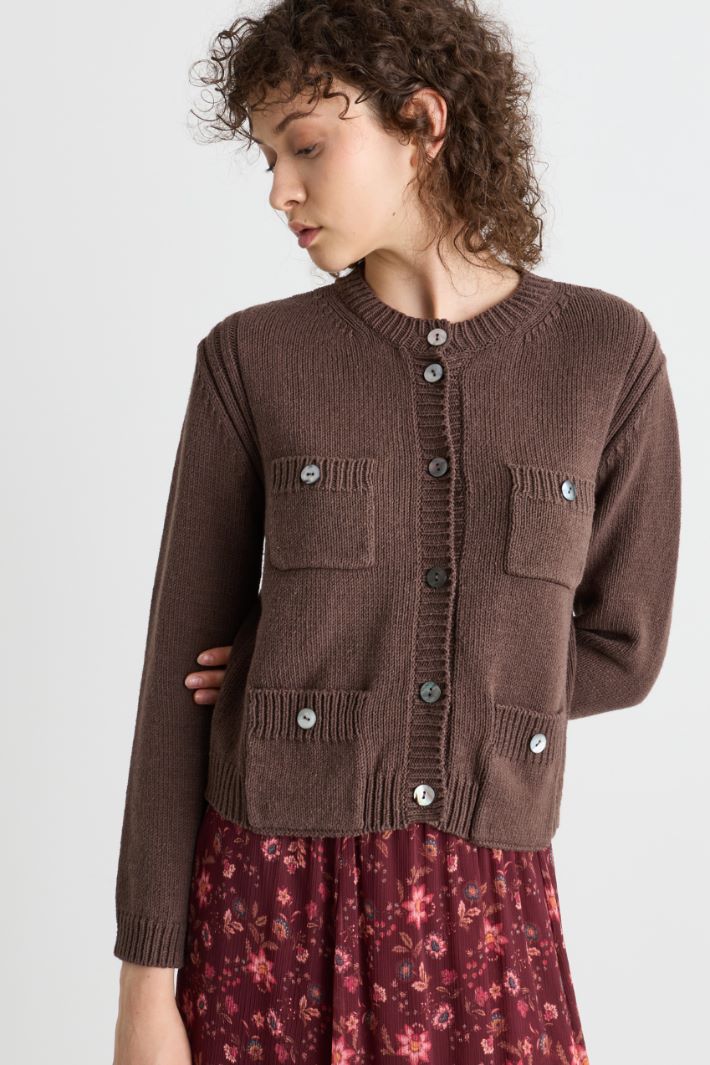 Pocket-front cardigan - BROWN - Intrend - 2