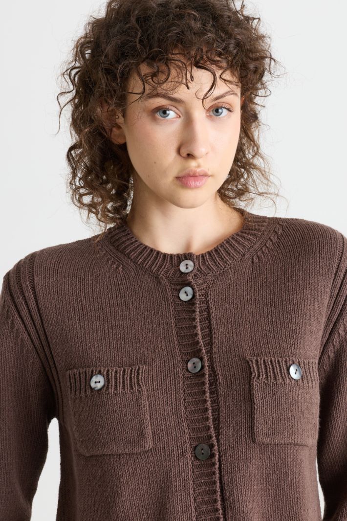 Pocket-front cardigan - BROWN - Intrend - 3
