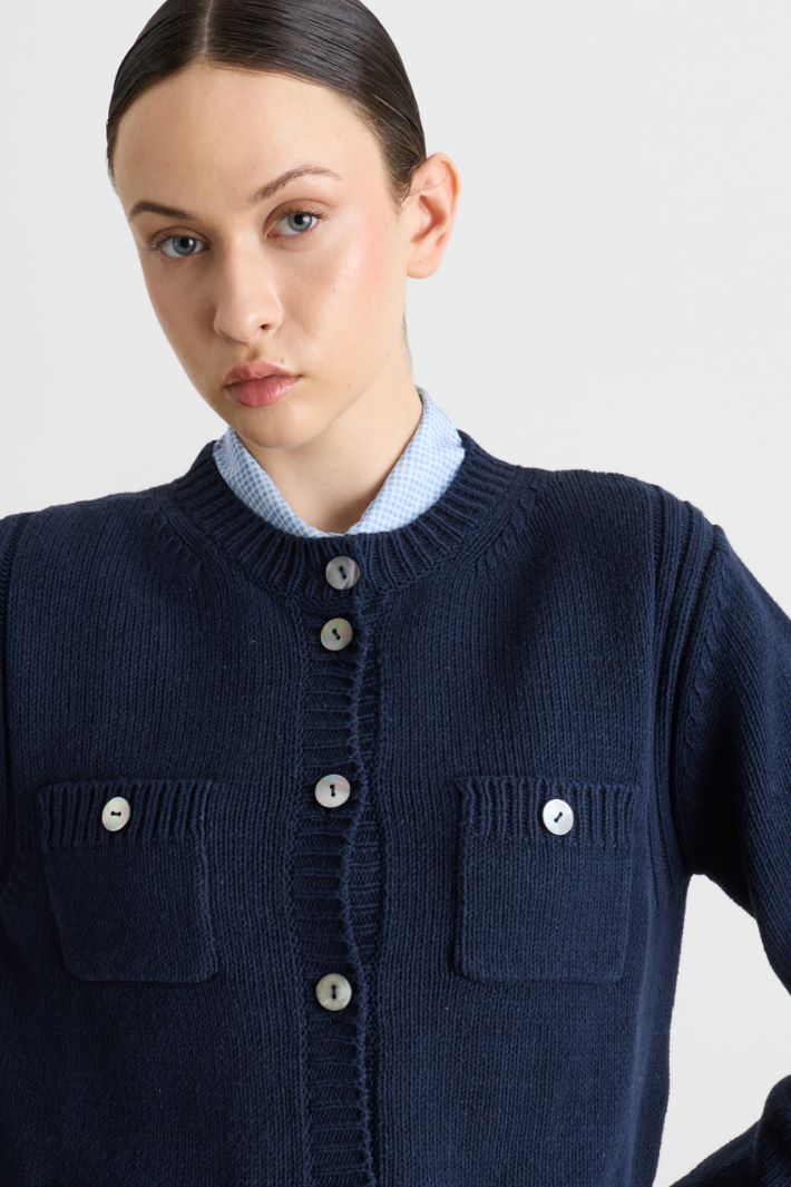 Pocket-front cardigan - BLUE - Intrend - 3
