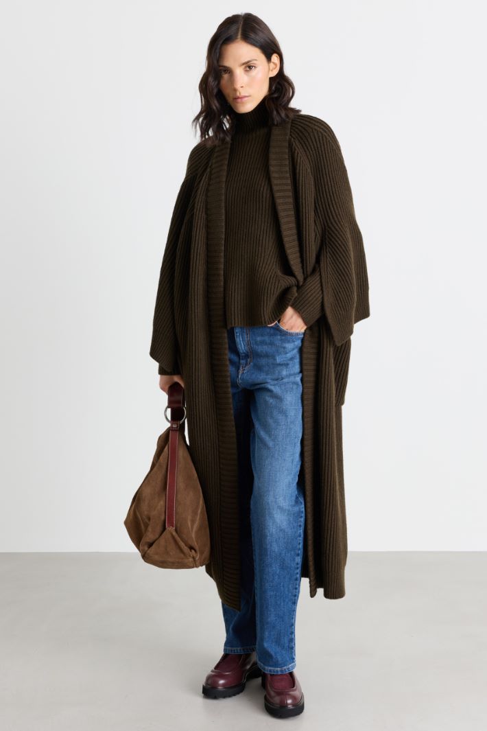 Long Robe Cardigan - GREEN - Intrend