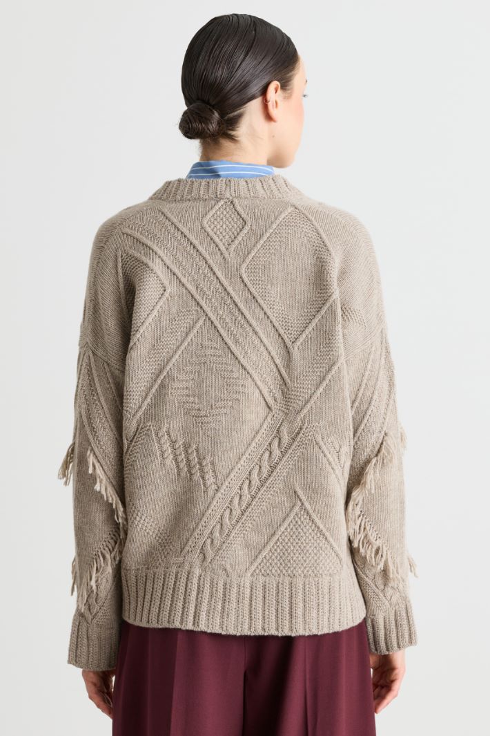 Fringed cardigan - BEIGE - Intrend - 4