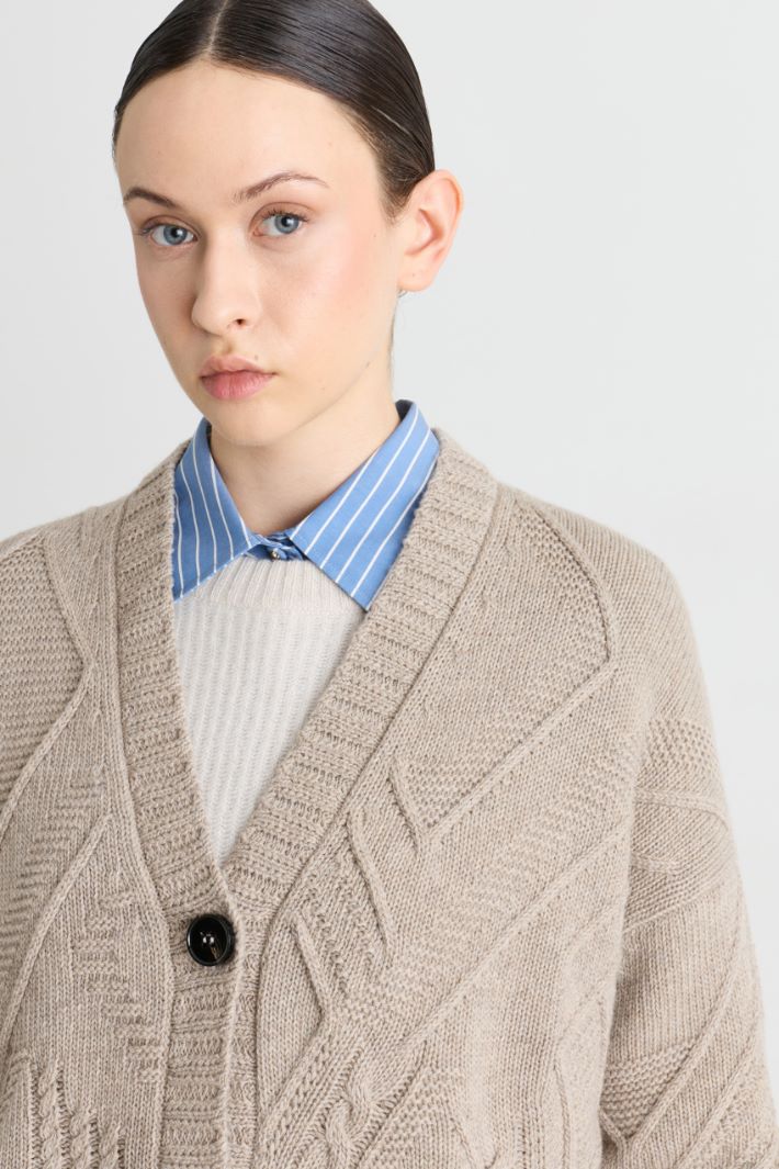 Fringed cardigan - BEIGE - Intrend - 3