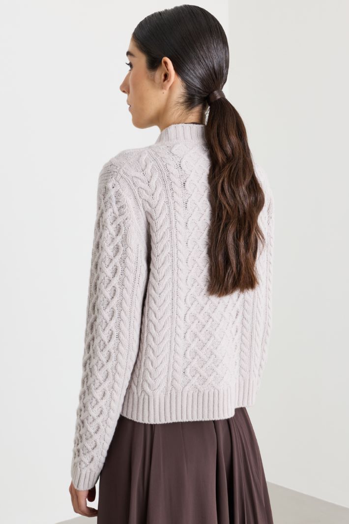 Zopfstrick-Cardigan - WEISS - Intrend - 4