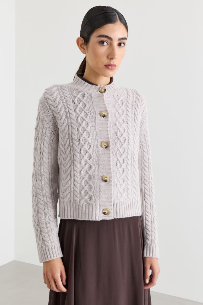 Zopfstrick-Cardigan - WEISS - Intrend - 2