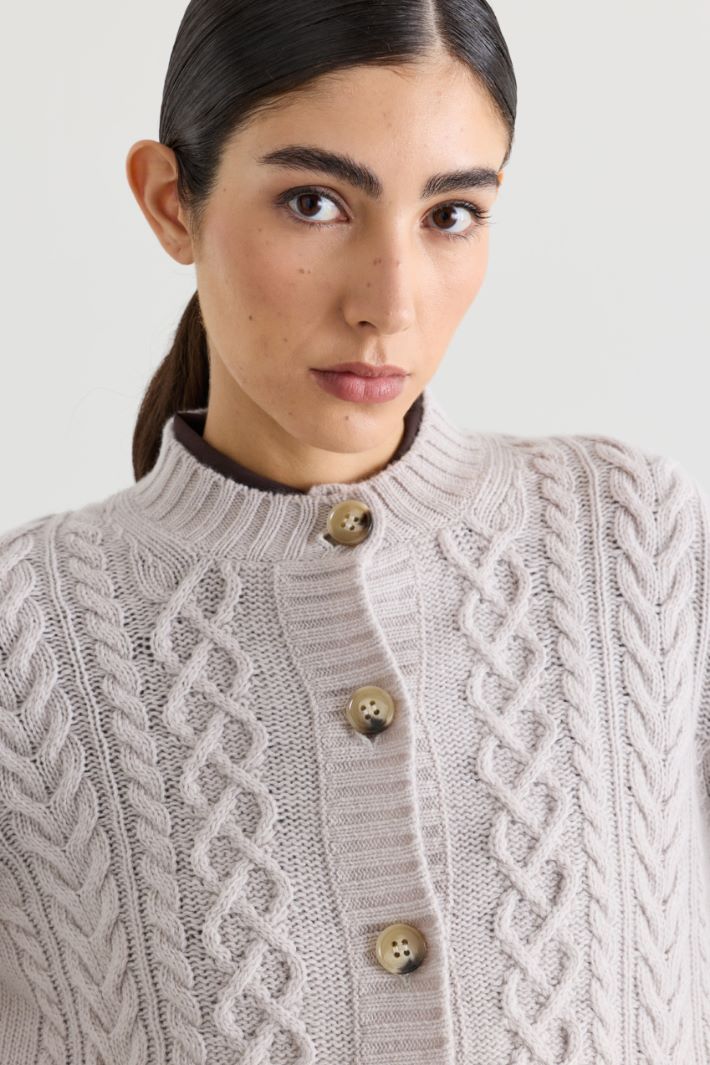 Zopfstrick-Cardigan - WEISS - Intrend - 3