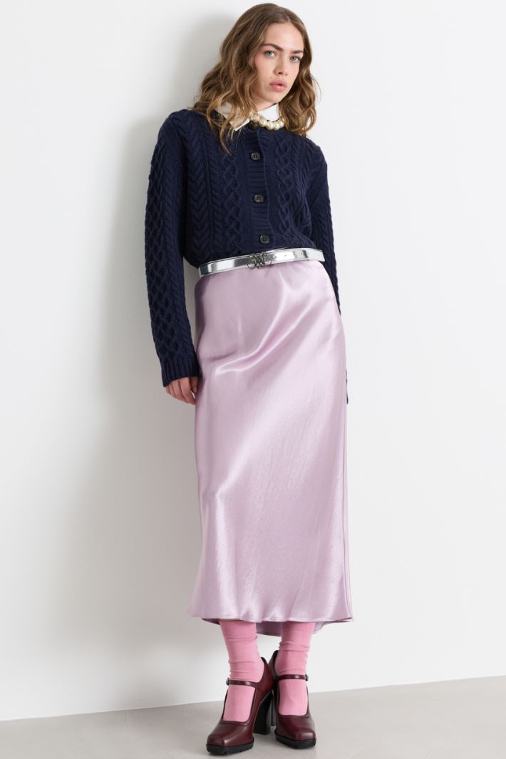 Cable-knit cardigan - BLUE - Intrend