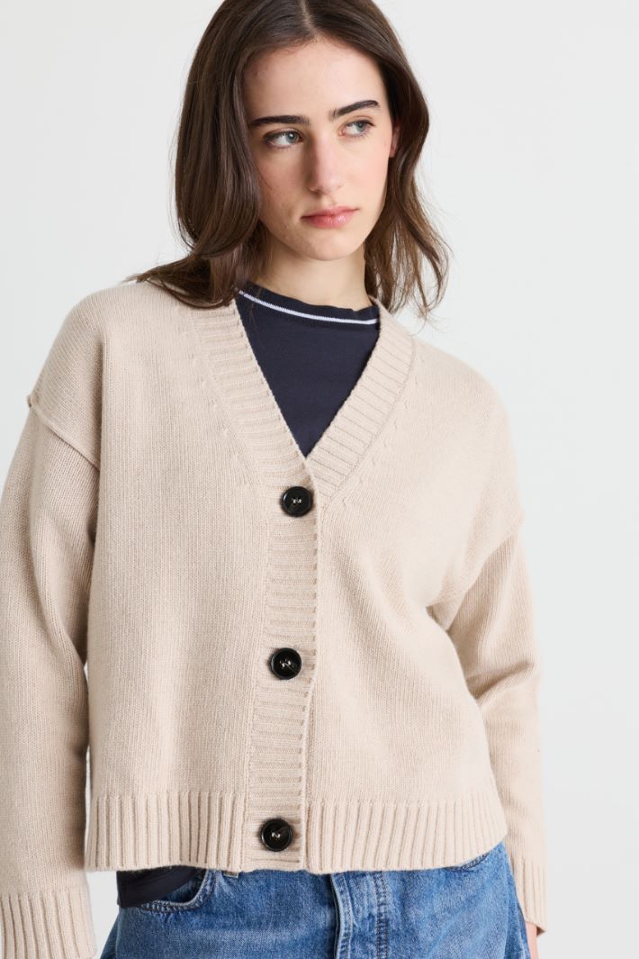 Cardigan mit überschnittenen Schultern - BEIGE - Intrend - 3