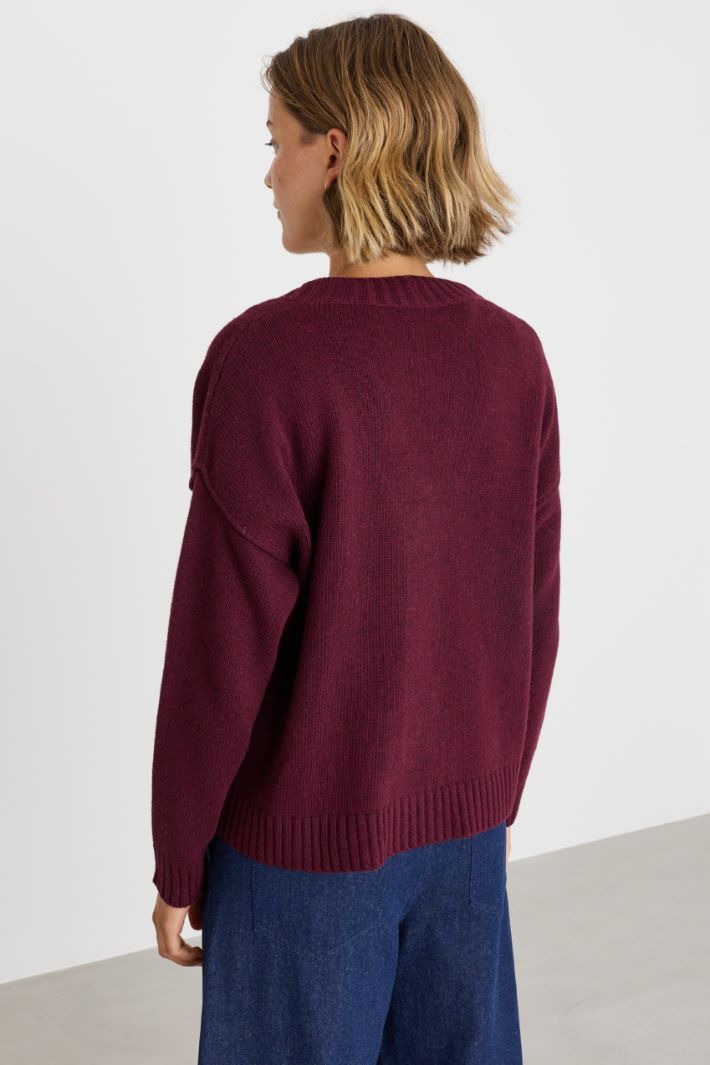 Cardigan mit überschnittenen Schultern - BORDEAUX - Intrend - 4