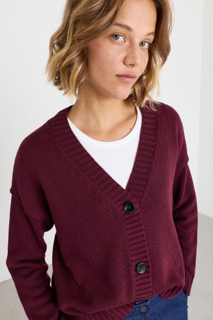 Cardigan mit überschnittenen Schultern - BORDEAUX - Intrend - 3