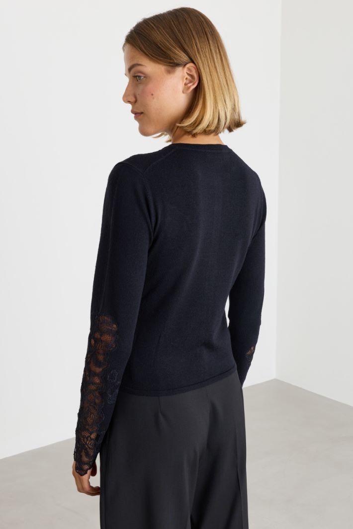 Cardigan con pizzo - NERO - Intrend - 4