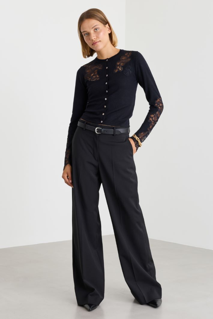 Cardigan con pizzo - NERO - Intrend