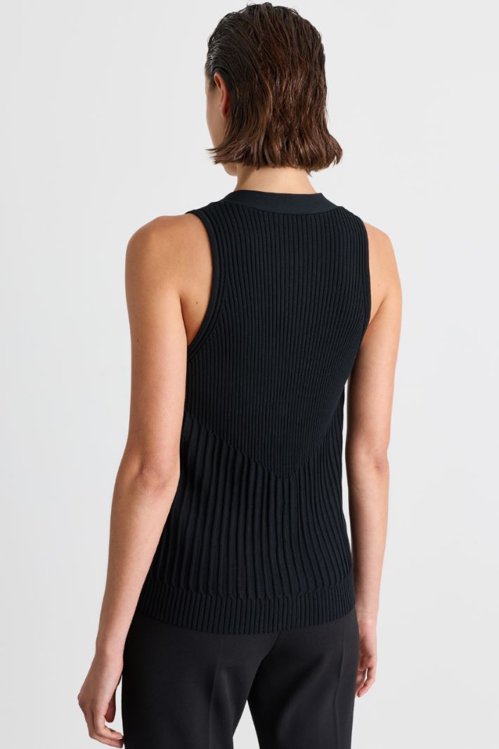 Gilet en maille côtelée - NOIR - Intrend - 4