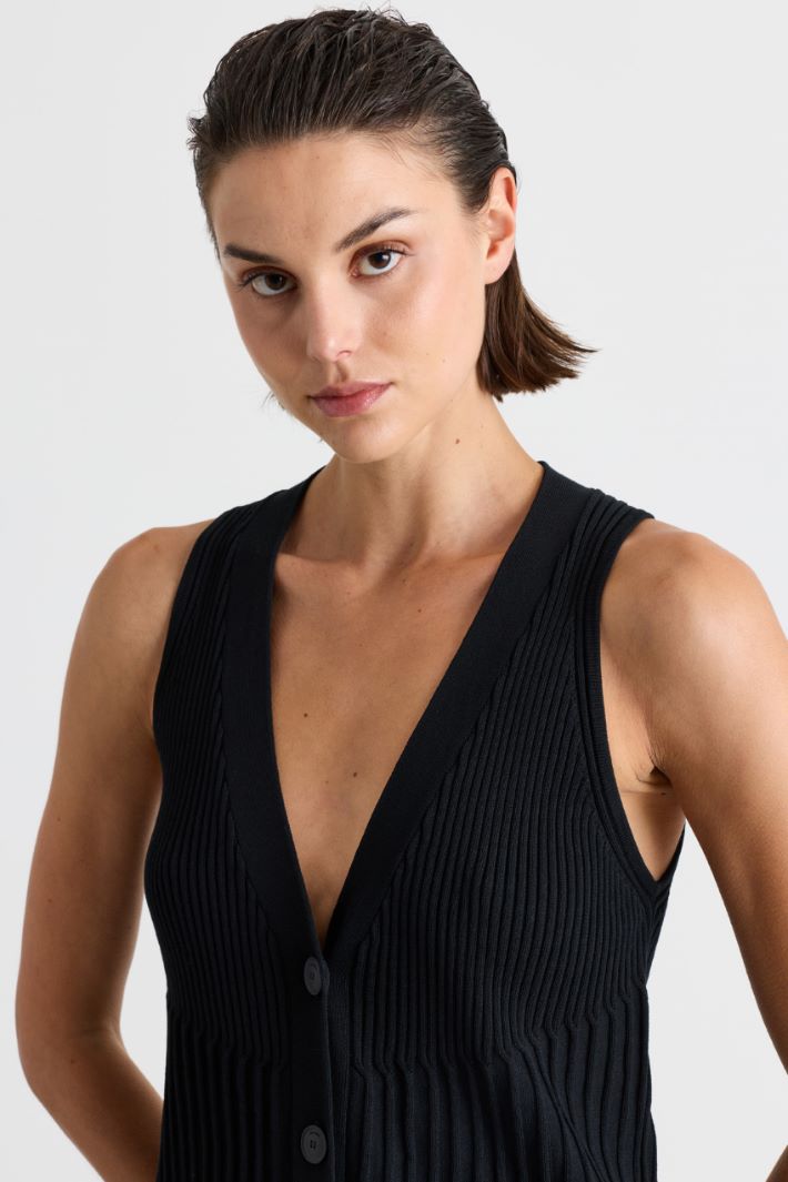 Gilet en maille côtelée - NOIR - Intrend - 3