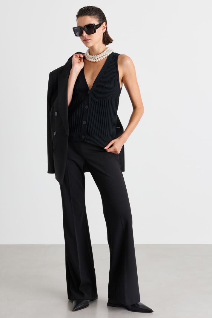 Gilet in maglia a coste - NERO - Intrend