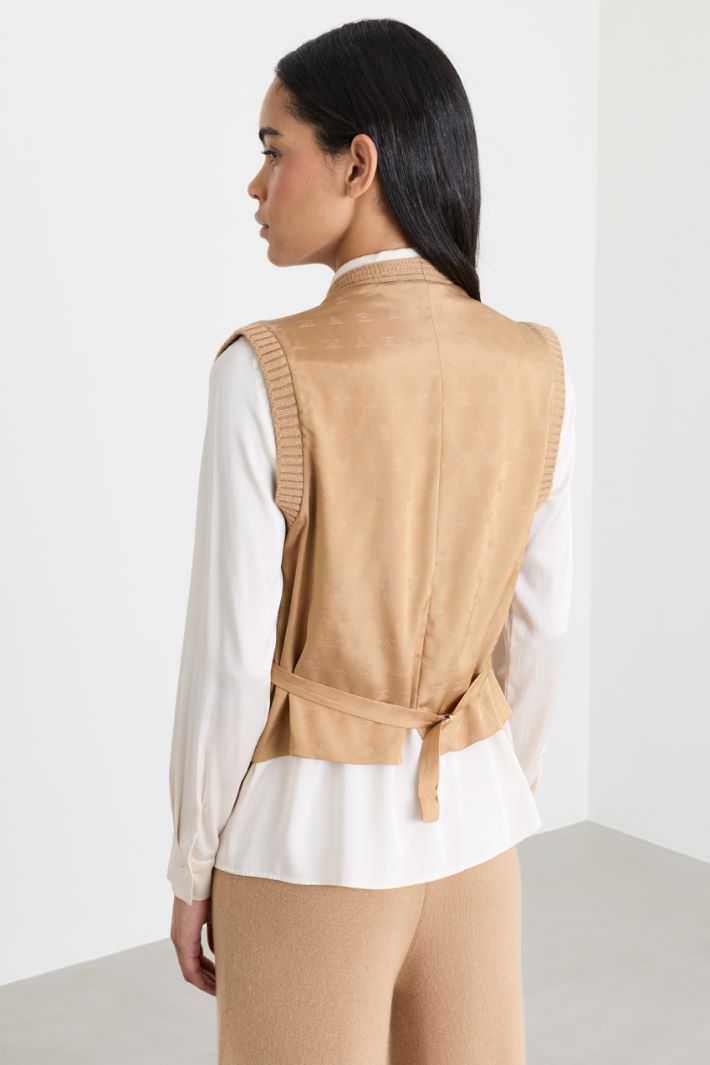 Ribbed waistcoat - CAMEL - Intrend - 4