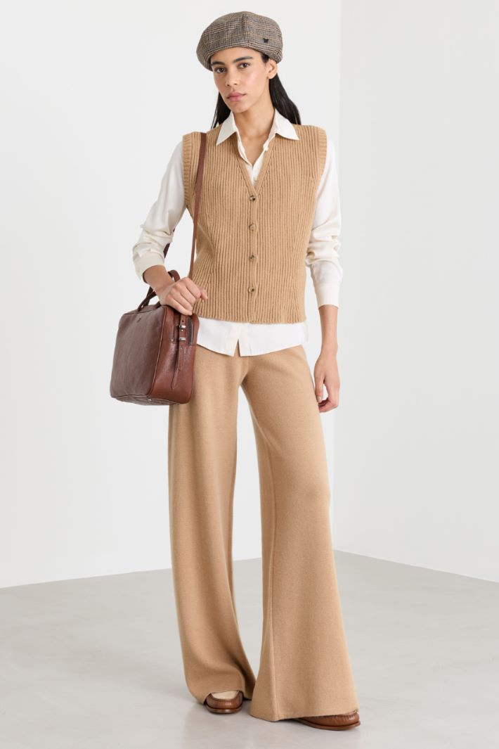 Ribbed waistcoat - CAMEL - Intrend