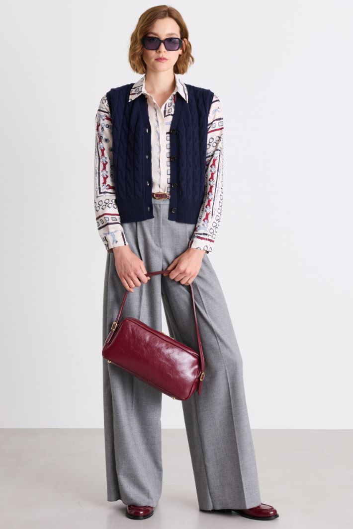 Wool and Cashmere Knitted Vest - BLUE - Intrend