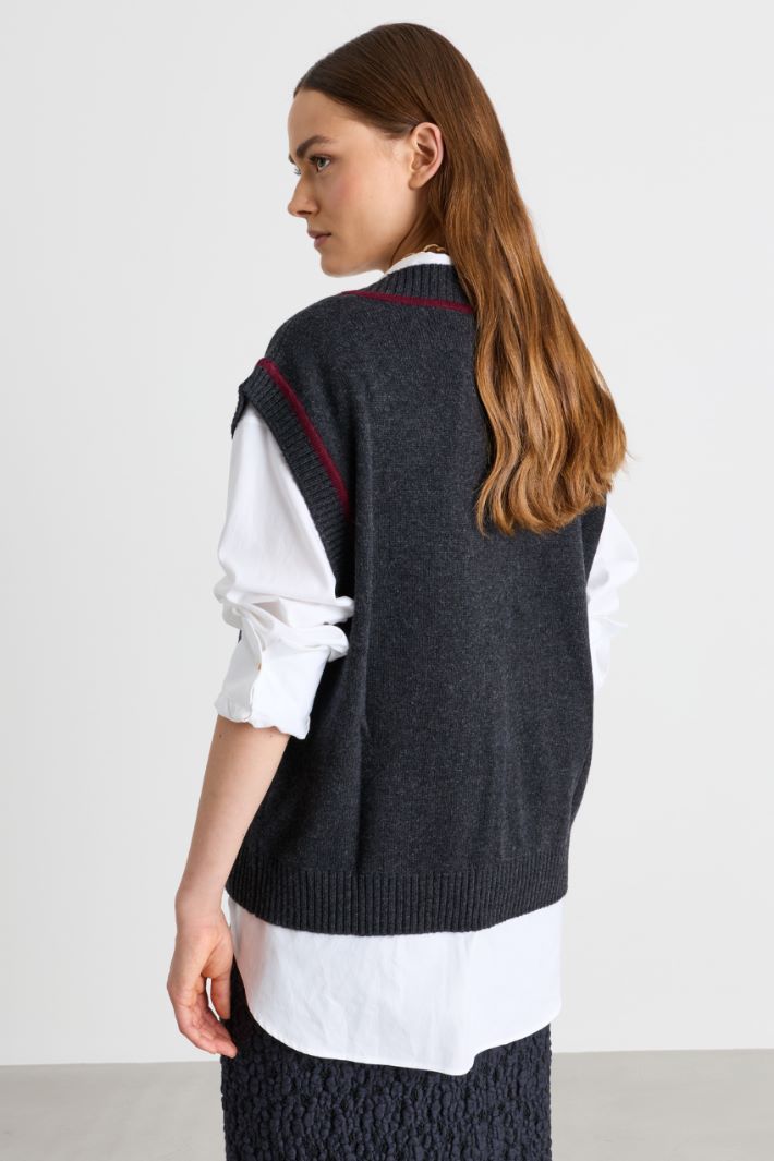Boxy knit vest - GREY - Intrend - 4